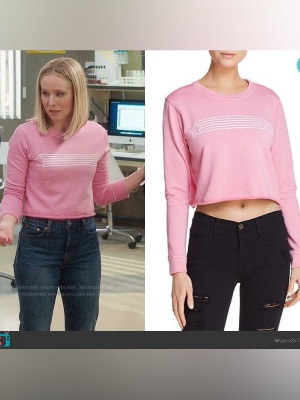 Retro Cropped Sweatshirt With 80’s star design -Worn on The Good Place